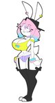anthro backwards_baseball_cap backwards_hat baseball_cap bell bell_collar big_breasts black_baseball_cap black_clothing black_legwear black_thigh_highs blue_hair bottomwear bracelet breasts cleavage closed_smile clothed clothing collar cute_fangs eye_through_hair eyebrow_through_hair eyebrows eyelashes eyelashes_through_hair eyeshadow fangs fanny_pack fur furgonomic_baseball_cap furgonomic_hat furgonomic_headwear furgonomics gynomorph hair hat headgear headwear hotpants huge_breasts intersex jewelry jingle_bell jingle_bell_collar legwear long_ears makeup mouth_closed multicolored_hair navel pink_eyes pink_hair purple_bottomwear purple_clothing purple_eyeshadow purple_hotpants purple_shorts scut_tail short_tail shorts simple_background small_waist smile solo style_emulation tail teeth thigh_highs topwear translucent translucent_hair two_tone_hair white_background white_body white_fur yellow_clothing yellow_topwear theycallhimcake nickelodeon the_fairly_oddparents pb_(theycallhimcake) lagomorph leporid mallkin mammal rabbit absurd_res digital_drawing_(artwork) digital_media_(artwork) full-length_portrait hi_res portrait busty_boy_(lore) male_(lore)