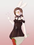 5_fingers anthro breasts brown_hair clothed clothing eyewear female fingers glasses hair smile solo yellow_eyes alasou alissa_(alasou) lagomorph leporid mammal rabbit 2020 digital_media_(artwork) hi_res