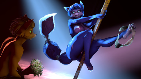 4_toes 5_fingers anthro big_breasts big_butt blue_body blue_fur blue_hair bouquet breasts brown_body brown_fur bubble_butt butt claws clothed clothing clothing_around_one_leg curvy_figure dancing duo feet female fingers flower flower_bouquet fluffy fluffy_tail fur genitals green_eyes hair long_tail male multicolored_body multicolored_fur nipples nude nude_anthro nude_female nude_male open_mouth open_smile panties panties_around_one_leg panties_down partially_clothed pawpads plant pole pole_dancing short_hair smile snout stripper_pole tail tattoo teal_eyes thick_thighs toe_claws toes tribal tribal_tattoo two_tone_body two_tone_fur underwear underwear_around_one_leg underwear_down voluptuous voluptuous_anthro voluptuous_female vulva white_body white_fur white_hair wide_hipped_anthro wide_hipped_female wide_hips xxsanitariumxx warfaremachine_(modeler) nintendo star_fox fox_mccloud krystal_(star_fox) warfare_fox warfare_krystal canid canine fox mammal 16:9 2023 3d_(artwork) digital_media_(artwork) hi_res source_filmmaker_(artwork) widescreen