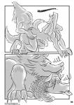 8_breasts after_sex all_fours anthro athletic big_breasts breaking_the_fourth_wall breasts butt butt_grab canid canine canis claws comic curled_hair doggystyle drill_curls duo erect_nipples female from_behind_position greyscale hair hand_on_butt hi_res howl locofuria looking_up male male/female mammal monochrome multi_breast multi_nipple mythological_canine mythological_creature mythology nipples nude on_top orgasm sex side_boob simple_background tired tongue tongue_out were werecanid werecanine werewolf white_background wolf