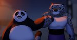 anthro belly clothed clothing duo fur hand_holding male male/male markings overweight spots spotted_body spotted_fur topless topless_anthro amuriart dreamworks kung_fu_panda master_po_ping tai_lung_(kung_fu_panda) bear felid giant_panda mammal pantherine snow_leopard absurd_res hi_res