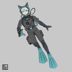 anthro drysuit scuba scuba_fins scuba_gear scuba_suit solo kyriepoda domestic_cat felid feline felis mammal 1:1 absurd_res hi_res