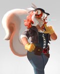 alternate_species anthro belt bottomwear clothed clothing denim denim_bottomwear denim_clothing eyelashes fangs feather_hat female fingerguns fur furrification gesture grey_background hair hand_gesture headgear jacket jeans leather leather_clothing leather_jacket leather_topwear looking_at_viewer pants pointing raised_tail red_hair shirt simple_background skunk_tail smile smiling_at_viewer solo tail teeth topwear wavy_hair white_hair teamfurtress marvel x-men rogue_(marvel) mammal mephitid skunk absurd_res digital_media_(artwork) hi_res