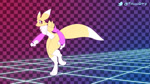 16:9 2d_animation animated anthro bandai_namco canid digimon digimon_(species) digital_media_(artwork) female frame_by_frame gf grid loop mammal no_sound renamon running short_playtime simple_background solo synthwave twitter twitter_logo walk_cycle webm widescreen