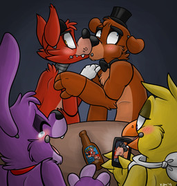 2015 animatronic anthro avian beak bear beverage bird blue_eyes blush bonnie_(fnaf) canine cellphone chica_(fnaf) chicken eye_patch eyewear five_nights_at_freddy's fox foxy_(fnaf) freddy_(fnaf) group happy hat humor kissing lagomorph laugh machine male male/male mammal mechanical phone purple_eyes rabbit robot smile spin_the_bottle xiamtheferret yellow_eyes
Rating: Safe
Score: 74
User: Pokelova
Date: January 10, 2015 2015 animatronic anthro avian beak bear beverage bird blue_eyes blush bonnie_(fnaf) canine cellphone chica_(fnaf) chicken eye_patch eyewear five_nights_at_freddy's fox foxy_(fnaf) freddy_(fnaf) group happy hat humor kissing lagomorph laugh machine male male/male mammal mechanical phone purple_eyes rabbit robot smile spin_the_bottle xiamtheferret yellow_eyes
Rating: Safe
Score: 74
User: Pokelova
Date: January 10, 2015