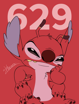 4_arms 4_toes antennae_(anatomy) anthro back_spines barely_visible_pawpads barely_visible_spines biped chest_tuft claws closed_frown feet finger_claws frown fur hand_on_face hand_on_knee hand_on_leg head_tuft looking_at_viewer male mouth_closed multi_arm multi_limb multicolored_antennae narrowed_eyes pawpads purple_inner_ear red_background red_body red_claws red_finger_claws red_fur red_nose red_pawpads red_toe_claws simple_background sitting teeth toe_claws toes tuft yellow_teeth harara disney lilo_and_stitch leroy_(lilo_and_stitch) alien experiment_(lilo_and_stitch) 2026 digital_drawing_(artwork) digital_media_(artwork) flat_colors hi_res red_theme signature