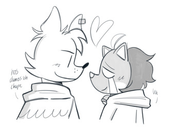 anthro bell bell_collar black_hair clothed clothing collar duo hair male simple_background text white_body ciel5489 dog_man_fest dipron_(mdc) jota_(dog_man_fest) canid felid feline felis mammal digital_drawing_(artwork) digital_media_(artwork) hi_res tagme translation_request