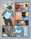 2020 4:5 ambiguous_gender anthro antlers black_body black_fur black_nose blue_eyes brown_body brown_fur canid canine canis cervine cinder_(cinderfrost) comic deer demicoeur dialogue digital_media_(artwork) english_text felid female frost_(cinderfrost) fur glace_(cinderfrost) green_eyes grey_body grey_fur group hair hi_res horn hyena male mammal maned_wolf markings mustelid navel otter pantherine pullover shaded snow_leopard spots spotted_body text tongue wolf