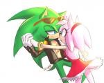 anthro clothing duo eye_contact female gloves hand_holding handwear looking_at_another male male/female simple_background thin_thighs di-dash archie_comics sega sonic_the_hedgehog_(archie) sonic_the_hedgehog_(comics) sonic_the_hedgehog_(series) amy_rose scourge_the_hedgehog eulipotyphlan hedgehog mammal 5:4 hi_res