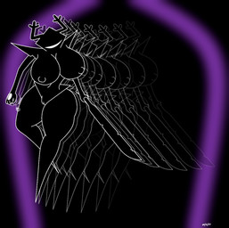 antlers big_breasts black_body breasts female floating genitals horn huge_breasts melee_weapon nipples pointy_feet pose simple_background solo sword thick_thighs vulva weapon doktorrocker deltarune undertale_(series) roaring_knight humanoid 2025