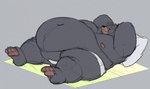 anthro bear belly big_belly captainjusticevirtsuoso clothing hands_behind_head huge_belly lying male mammal morbidly_obese nipples obese obese_anthro obese_male on_back overweight overweight_anthro overweight_male pillow relaxing smile solo underwear