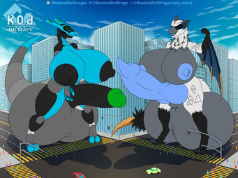 2_toes 3_fingers 4_toes animal_genitalia animal_penis anthro areola balls beak bicep_curl big_areola big_balls big_breasts big_knot big_nipples big_penis big_sheath big_tail black_arms black_legs black_penis black_sclera blue_body blue_breasts blue_eyes blue_nipples blue_pawpads blue_penis blue_sky blue_toes blue_tongue blue_wings breasts building canine_genitalia canine_penis car city city_background cloud crowd digitigrade duo feet fingers fluffy_fur fur genitals green_eyes green_markings green_penis grey_beak grey_breasts grey_highlights group gynomorph highlights_(coloring) holding_penis huge_areola huge_balls huge_breasts huge_knot huge_nipples huge_penis huge_sheath huge_tail humanoid_genitalia humanoid_penis hyper hyper_balls hyper_breasts hyper_genitalia hyper_knot hyper_penis hyper_sheath intersex knot logo macro macro_intersex markings neck_tuft nipples open_mouth pawpads penis sheath sky skyscraper standing street tail thick_tail thick_thighs toes tongue traffic_light tuft vehicle white_body white_fur wide_hips wings knockedoutdragon capcom monster_hunter damians_(damians127) sidro_(renrir) flying_wyvern nargacuga synth_(vader-san) 4:3 artist_logo hi_res watermark