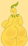 2024 anthro bayleef big_breasts big_butt breasts butt elemental_creature female flora_fauna generation_2_pokemon hi_res ikiki nintendo nude nude_female plant pokemon pokemon_(species) pokemorph portrait rear_view small_head solo standing three-quarter_portrait voluptuous_female yellow_body