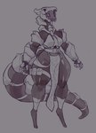 anthro armor bone bottomwear breasts buckle clothed clothing feet female gauntlets gloves handwear loincloth scar simple_background skull_helmet small_feet solo thick_thighs thecoatl034 lilith_(thecoatl034) reptile scalie snake hi_res