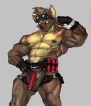 abs anthro male muscular muscular_anthro muscular_male nipple_piercing nipples pecs piercing solo vein veiny_muscles dagantfus_(artist) anothereidos_of_dragon_vein_r nitro_(anothereidos_r) hyena mammal hi_res