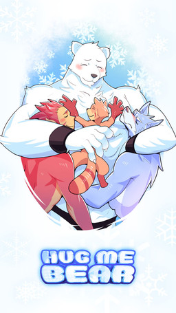 anthro blush chest_tuft clothed clothing eyes_closed face_on_chest fur fur_tuft grey_body grey_fur group hand_on_chest hug male muscular orange_body orange_fur pecs red_body red_fur smile snowflake text topless tuft underwear white_body white_fur kurokawasudou beastrancers asakuma_mondo inugami_jiro kumagai_manabu saruwatari_genta bear canid canine canis haplorhine mammal monkey polar_bear primate procyonid raccoon ursine wolf 2016 english_text hi_res