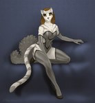 anthro clothing dress felid female footwear hair hi_res khajiit mammal microsoft pantherine red_eyes sheta shoes simple_background solo tail techiesxc the_elder_scrolls tiger