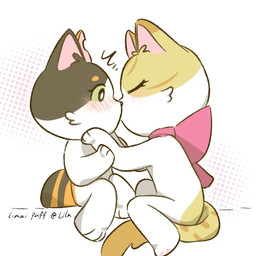 duo female female/female kiss_on_lips kissing liln love_for_my_cutie kiki_(love_for_my_cutie) muse_(love_for_my_cutie) domestic_cat felid feline felis mammal 1:1