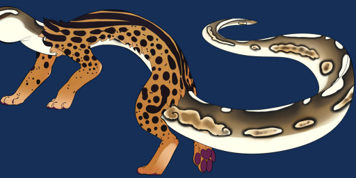 ambiguous_gender purple_eyes solo whitefeathersrain felid hybrid mammal reptile scalie snake unknown_species alpha_channel source_request