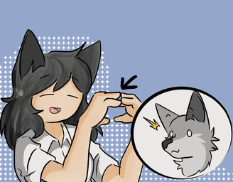 5_fingers animal_ears anthro black_ears black_hair black_nose blue_background clothing collared_shirt cross-popping_vein cutaway directional_arrow duo emanata eyes_closed facial_scar female fingers fur gesture grey_body grey_fur hair hand_gesture happy heart_gesture long_hair male open_mouth pattern_background scar shirt shocked simple_background smile surprised topwear white_body white_clothing white_fur white_shirt white_topwear wide_eyed kangwolf tony_(kangwolf) animal_humanoid canid canine canis humanoid mammal wolf 2019 colored digital_drawing_(artwork) digital_media_(artwork) hi_res screentone
