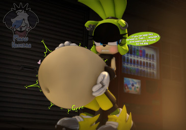 abdominal_bulge ambiguous_gender ambiguous_prey anthro blush clothed clothing dialogue embarrassed female female_pred floppy_ears heart_symbol holding_stomach machine narrowed_eyes onomatopoeia outside rumbling_stomach solo sound_effects speech_bubble street text vending_machine vore willing_prey nachohashira idw_publishing sega sonic_the_hedgehog_(comics) sonic_the_hedgehog_(idw) sonic_the_hedgehog_(series) surge_the_tenrec afrosoricid mammal tenrec 2025 3d_(artwork) digital_media_(artwork) english_text hi_res watermark