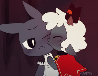 2_horns ambiguous/ambiguous ambiguous_gender anthro anthro_on_anthro bell bell_collar blush clothed clothed_ambiguous clothed_anthro clothing collar duo fur horn kissing maid_uniform uniform white_body white_fur white_wool wool_(fur) xamsdy cult_of_the_lamb massive_monster_(studio) lamb_(cult_of_the_lamb) narinder red_crown_(cult_of_the_lamb) bovid caprine domestic_cat felid feline felis mammal sheep 2d_animation animated frame_by_frame signature