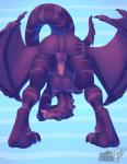 anthro anus ass_up backsack balls butt genitals knot looking_at_viewer male nude penile_spines penis presenting presenting_hindquarters solo tail tongue tongue_out upside_down wings vallhound mythology graf dragon mythological_creature mythological_scalie scalie hi_res