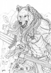 angry anthro axe bottomwear boulder braided_hair broadsword celtic celtic_knot chain clothed clothing fight filigree freedom fur hair jewelry loincloth male melee_weapon mountain necklace pendant rock scabbard scar sky solo sword topless weapon simul canid canine canis mammal wolf broken 2011 graphite_(artwork) line_art monochrome signature traditional_media_(artwork) unavailable_at_source