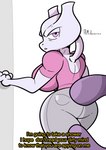 big_breasts big_tail breasts clothed clothing dialogue door female looking_at_viewer purple_eyes rear_view simple_background solo tail talking_to_viewer text thick_thighs walking white_background white_body mr_valentine00 nintendo pokemon milftwo generation_1_pokemon legendary_pokemon mewtwo pokemon_(species) absurd_res hi_res