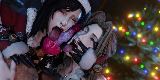 5_fingers after_sex animal_genitalia animal_penis bestiality black_hair blurred_background bodily_fluids brown_hair canine_genitalia canine_penis christmas_clothing christmas_headwear christmas_tree clothing cum cum_in_eye cum_on_face erection eyebrows eyelashes female feral fingers genital_fluids genitals gloves group hair handwear hat headgear headwear holidays knot lipstick long_hair makeup male male/female one_eye_closed open_mouth penis plant red_lipstick santa_hat sex throbbing throbbing_knot throbbing_penis tongue tongue_out tree trio blueberg christmas final_fantasy final_fantasy_vii square_enix aerith_gainsborough red_xiii tifa_lockhart canid canine human mammal 2025 3d_(artwork) 3d_animation absurd_res animated digital_media_(artwork) hi_res loop no_sound short_playtime webm