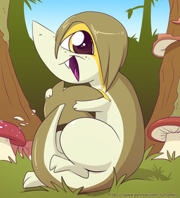 aged_down anthro biped countershade_face countershade_tail countershade_torso countershading cute_fangs day fangs forest forked_tongue freckles fungus grass green_body green_hair hair looking_at_viewer male multicolored_body mushroom open_mouth open_smile outside plant short_hair side_view sitting sitting_on_ground smile solo tail teeth tongue tree two_tone_body white_body white_countershading yellow_eyes young young_anthro young_male fuf nintendo pokemon liam_(fuf) generation_5_pokemon pokemon_(species) snivy 2019 hi_res