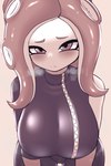 big_breasts blush blush_lines bodily_fluids breasts clothed clothing female solo sweat nobunagapero nintendo splatoon cephalopod marine mollusk octarian octoling absurd_res hi_res