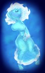 belly breasts clothing female looking_at_viewer lying mouthless on_back presenting solo thick_thighs translucent translucent_clothing water tenge_mage deltarune undertale_(series) miss_mizzle darkner elemental_creature mizzle_(deltarune) water_creature blue_and_white hi_res monochrome