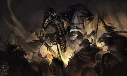 anthro armor army battle knight male rider solo warrior drawing_sofa equid equine horse mammal orc troll_(mythology)
