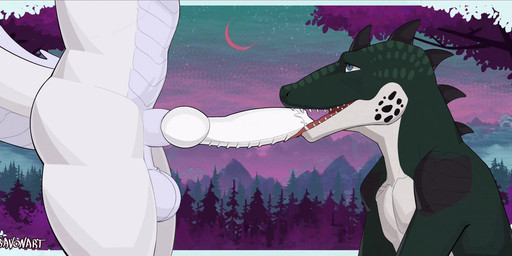 anthro anthro_on_anthro anthro_penetrated anthro_penetrating anthro_penetrating_anthro balls blue_eyes duo erection faceless_anthro faceless_character faceless_male fellatio genitals knot knotted_penis looking_at_another male male/male male_penetrated male_penetrating male_penetrating_male markings neck_bulge nude open_mouth oral oral_penetration penetration penile penis penis_in_mouth sex sharp_teeth side_view snout spikes spikes_(anatomy) spots spotted_markings tail teeth throbbing throbbing_knot tongue tongue_out tongue_out_fellatio white_penis travon mythology zibekable crocodile crocodilian dragon mythological_creature mythological_scalie reptile scalie 2d_animation animated colored loop shaded