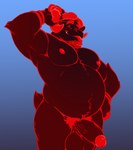 2023 anthro anton_(daxhush) balls barazoku beard belly biceps big_balls big_belly big_muscles big_penis blep blue_background bovid caprine caprine_demon chibsarts demon eyebrows eyes_closed facial_hair fur genitals gesture half-erect hand_on_hip hi_res horn humanoid_genitalia humanoid_penis male mammal manly markings musclegut muscular muscular_anthro muscular_male navel nipples nude obliques overweight overweight_anthro overweight_male pecs penis pubes red_body red_fur red_horn saggy_balls silly silly_face simple_background smile solo standing thick_penis thick_thighs tongue tongue_out tuft vein veiny_penis