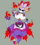 anthro big_breasts breasts female fire gem hair machine purple_body purple_hair red_eyes robotization simple_background solo spikes imric1251 sega sonic_the_hedgehog_(series) blaze_the_cat domestic_cat felid feline felis mammal robot hi_res