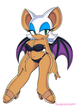anthro bandeau_bikini bat_wings big_breasts big_ears bikini black_bikini black_clothing black_nose black_swimwear black_wings blue_eyeshadow breasts clothing exposure_variation eyelashes eyeshadow featureless_feet feet female footwear fur green_eyes high_heeled_sandals high_heels lipstick looking_at_viewer makeup membrane_(anatomy) membranous_wings navel o-ring_bikini pink_lipstick purple_wings sandals shoes simple_background smile solo swimwear tan_body tan_clothing tan_footwear tan_fur tan_shoes thick_thighs two-piece_swimsuit white_background white_body white_fur wide_hips wings omegasunburst sega sonic_the_hedgehog_(series) rouge_the_bat bat mammal 2020 hi_res