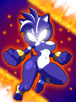 angry anklet anthro barefoot bracelet breasts feet female genitals glowing glowing_eyes jewelry mostly_nude_female navel nipples purple_body purple_nipples solo stripes tail vulva white_body white_eyes white_skin white_stripes skwid sega sonic_the_hedgehog_(series) amy_rose eulipotyphlan hedgehog mammal 3:4 hi_res