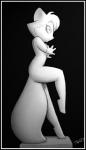 4_fingers anthro black_background border breasts female fingers inanimate_transformation nude petrification sculpture side_view simple_background solo statue surprise transformation white_border year taral_wayne cats_don't_dance warner_brothers sawyer_(cats_don't_dance) domestic_cat felid feline felis mammal 2007 hi_res monochrome signature