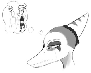 anthro bodily_fluids crying duo female long_snout male shaved_head simple_background snout tears thought_bubble tired_eyes white_background unknown_artist cavemanon_studios goodbye_volcano_high ko_op_(game_developer) snoot_game anon_(snoot_game) fang_(gvh) prehistoric_species pterosaur reptile scalie headshot_portrait monochrome portrait sketch