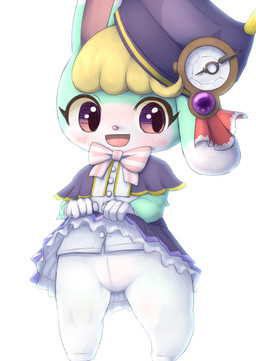 anthro blush bottomwear clothed clothing clothing_lift cosplay crossdressing femboy gloves handwear hat headgear headwear legwear male open_mouth open_smile pantyhose simple_background skirt skirt_lift smile solo white_background white_clothing white_gloves white_handwear white_legwear young young_anthro bunnag animal_crossing cat_busters nintendo chrona_(cat_busters) sasha_(animal_crossing) lagomorph leporid mammal rabbit digital_media_(artwork) hi_res shaded adult_(lore)