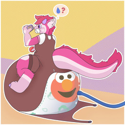anthro big_diaper clothing diaper diaper_inflation female fur hose hose_inflation inflation object_in_mouth oblivious overalls pacifier pacifier_in_mouth shortalls solo unclean_diaper water water_hose waterlogged_diaper moopleplush mythology pbs sesame_street elmo_(sesame_street) mazushi dragon furred_dragon furred_scalie mythological_creature mythological_scalie scalie hi_res
