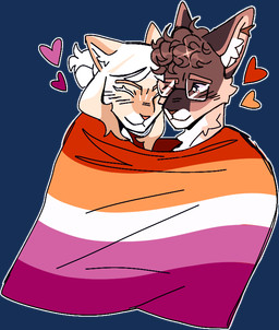 anthro duo eyewear female female/female flag glasses happy lesbian_pride_colors lgbt_pride pride_colors smile manhattancrossrip ghostbusters ghostbusters:frozen_empire melody_(ghostbusters) phoebe_spengler domestic_cat felid feline felis mammal alpha_channel
