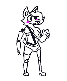 3_artificial_limbs anthro blush clothing disability eye_patch eyewear female hair mastectomy_scar missing_arm missing_leg nipples prosthetic scar short_tail solo tail cfoxblu canid canine mammal 5:6 digital_media_(artwork) sketch