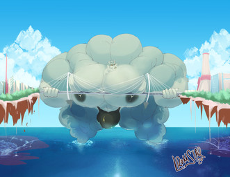 big_muscles biped blue_sky bulge cloud day detailed_background huge_muscles hyper hyper_muscles macro muscular sea sky solo standing water year lromstar_(artist) canid canine canis mammal wolf 2020 absurd_res dated digital_drawing_(artwork) digital_media_(artwork) hi_res shaded signature