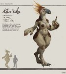 anthro areola beads beak big_areola biped chart claws feathers female female_anthro height_chart nipples nude solo stated_age stated_height stated_weight stylized_pubes upai khu'rika_(upai) phorusrhacos hi_res model_sheet