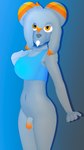 anthro balls blue_bra blue_clothing blue_underwear bottomless bra breasts buckteeth clothed clothing flaccid fur genitals glans grey_body grey_fur gynomorph hair intersex orange_eyes orange_glans penis solo teeth underwear conditional_dnp gusta gusty_(gusta) chinchilla chinchillid mammal rodent hi_res herm_(lore)