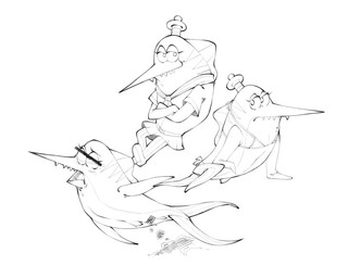 anthro bikini censored_eyes censored_genitalia clothing crossed_arms egg fangs female fish_eggs half-closed_eyes hat headgear headwear looking_at_viewer narrowed_eyes open_mouth oviposition sailor_cap sailor_uniform simple_background solo swimwear teeth tongue two-piece_swimsuit uniform white_background simon_(artist) submarine_jim amelia_(submarine_jim) aquatic billfish fish istiophoriform swordfish 2026 5:4 black_and_white censored monochrome
