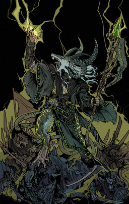 anthro armor axe black_body black_fur clothing electricity fur group hair horn lightning male multicolored_body multicolored_fur occult_symbol pose robe shield sigil solo symbol warpstone weapon white_body white_fur sallllltywater warhammer_(franchise) lynne_(skittersqueak) mammal rodent skaven verminlord absurd_res hi_res